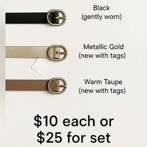 Faux Leather Belt - Brown with Gold Buckle